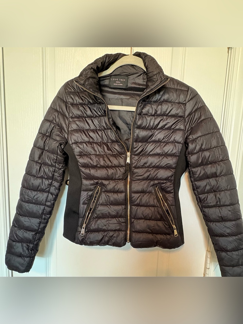 Love Tree Black Quilted Lightweight Puffer Jacket